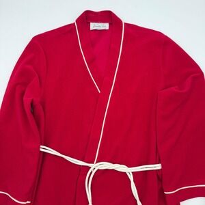 Vintage Vanity Fair Red Velour Robe Rope Tie Belt Made in USA Womens Medium